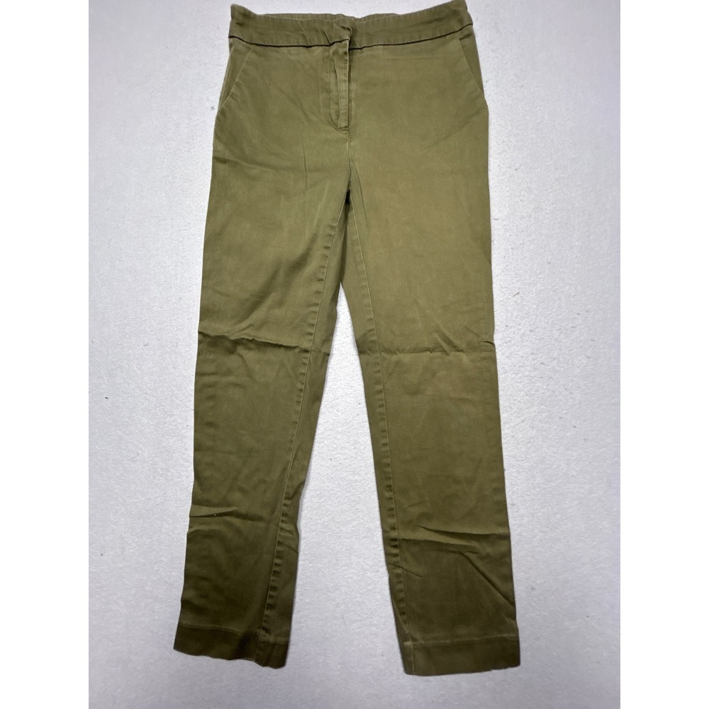 H&M Divided Slim Trousers Cotton Blend Olive Green EUR 34 US 4 Womens